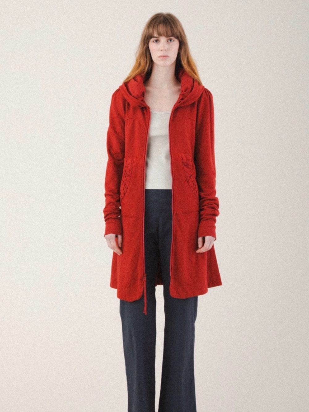 [Prairie Underground] Long Cloak Hoodie in Crimson Sz: M - Picture 7 of 15